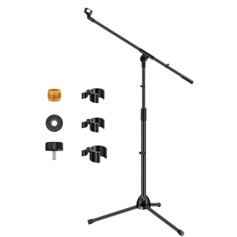 On Stage Stands MS7201B Round Base Microphone Stand 4 Pack Bundle