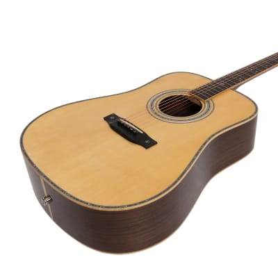 Saga SL65 All-Solid Spruce Top Rosewood Back & Sides Acoustic-Electric Dreadnought Guitar | Natural Gloss image 8