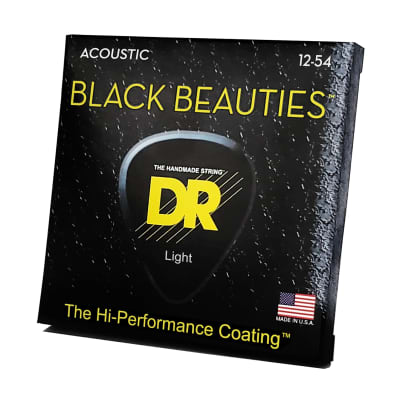 DR Strings Black Beauties Black Colored Acoustic Guitar Strings: Light 12-54 image 3