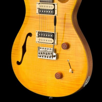 PRS SE Custom 22 Semi-Hollow Santana Yellow Electric Guitar With Gig Bag image 3