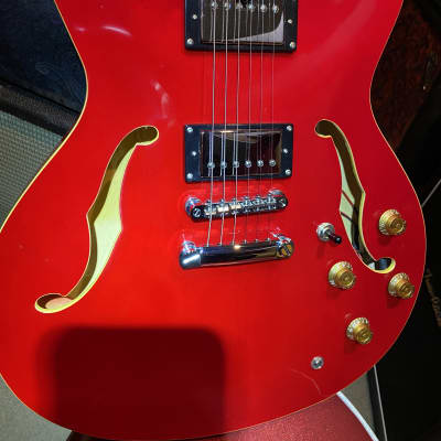 Deltatone 335 You’ll love this one! As-New Inspired by Gibson Cherry Red Semi Hollow Body Fabulous playing. Killer Set Up! image 3