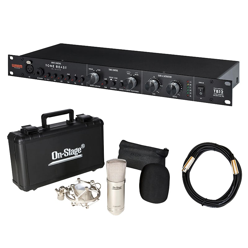 Warm Audio TB12 Tone Beast Black Preamp Bundle with Condenser Microphone &  Cable