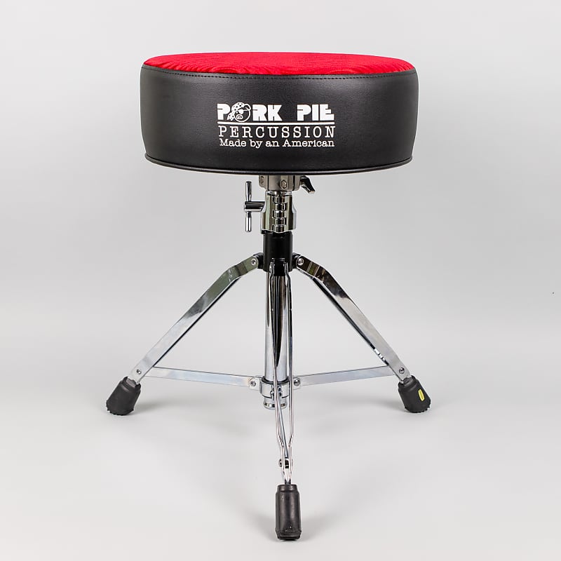 Pork Pie Round Drum Throne, Black Sides/Red Swirl Top Reverb