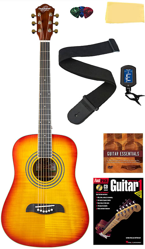 Oscar Schmidt OG5 3/4-Size Kids Acoustic Guitar - Flame Yellow Sunburst w/ Tuner image 1