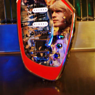 Phantom Phantom Brian Jones Memorabilia Guitar.  Art.  VOX style. ONLY ONE. Collectible.  2005 Collage for sale