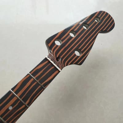 Zebra Wood 5 String Jazz Bass Style Neck, 20 Frets Fingerboard Fretboard