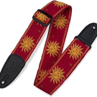Levy's Leathers MPJG-SUN-RED 2 Jacquard Weave Guitar Strap with Sun Pattern Red image 2