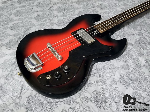 Lyle SG Style MIJ Short Scale Bass 1960s Redburst Reverb Sweden