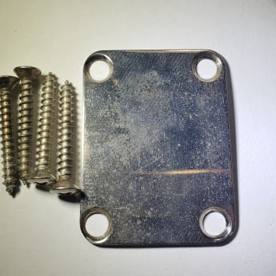 Neck Plate From Unknown 1960's Italian Made Electric Guitar With Original Screws image 1
