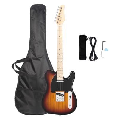 Glarry GTL Maple Fingerboard Electric Guitar Bag Strap Plectrum Connecting Wire Spanner Tool Sunset Color for sale