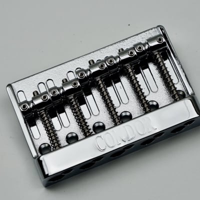 Condor Chrome 4 String High Mass Thin Block Bass Bridge for Jazz and P Bass for sale