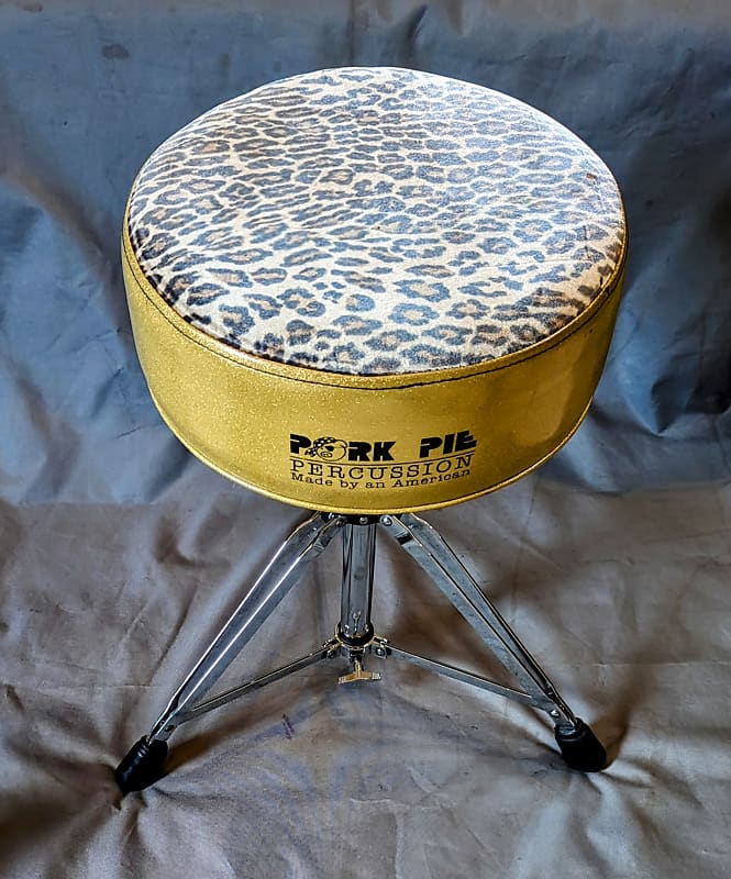 Pork Pie Round Drum Throne 2010s Gold Sparkle/Leopard Top Reverb