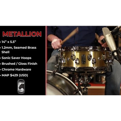Mapex Black Panther 14x5.5 Metallion Snare Drum Brass image 2