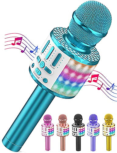 Ankuka Microphone Bluetooth sans fil pour karaoké pour Android/iOS
