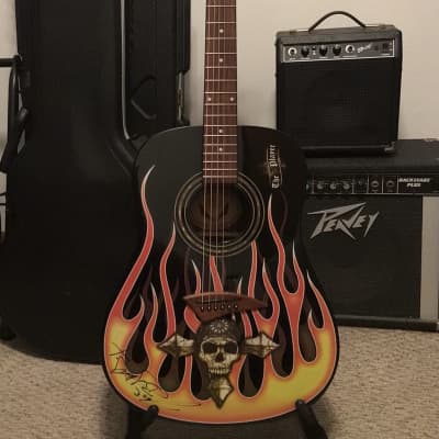 Bret Michaels Signed Autographed Dean “The Player” Acoustic Guitar Flames Poison image 17