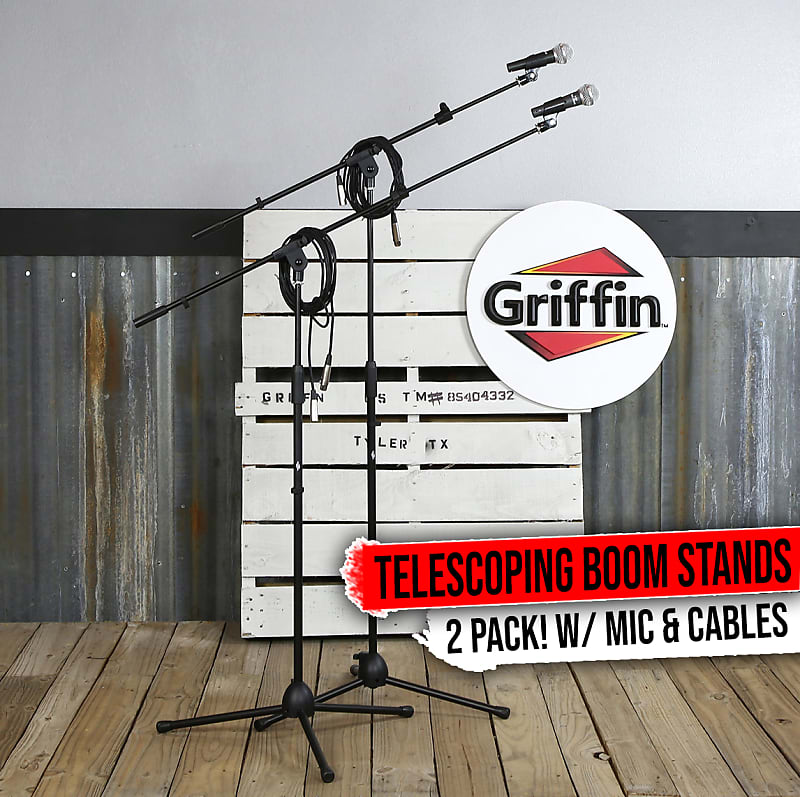 Microphone Boom Stand 2-PACK DJ Tripod Holder XLR Cable