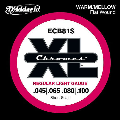 D'Addario ECB81S Chromes Flat Wound 45-100 Short Scale image 1