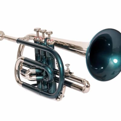 Sai musicals co-55 BRAND New Green Nickel Finish Bb Flat Cornet Trumpet +Free Case+ MP 2022 image 1