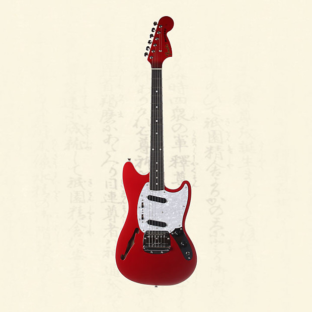 Fender Japan Limited Mustang Thinline Electric Guitar Candy Apple Red Mg Ho Car Reverb