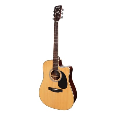 Saga '700 Series' | Solid Spruce Top Acoustic-Electric Dreadnought Cutaway Guitar | Natural Satin for sale