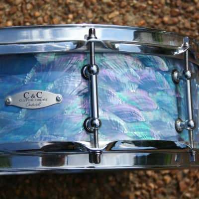 C&C Custom Drums abalone  5x14 snare drum  maple shell.  excellent condition. rare image 6