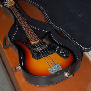 Teisco Del Rey EB-110 Tulip 31 inch scale Bass Original Case 1960's Sunburst image 11