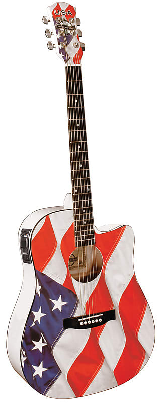 Indiana USA-1CE Dreadnought USA Flag Spruce Top Mahogany Back&Side 6-String Acoustic-Electric Guitar image 1