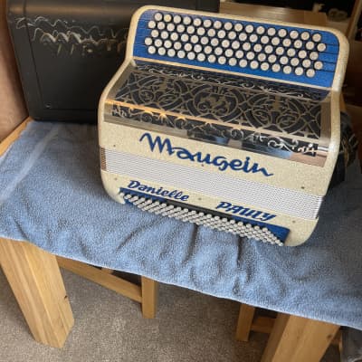 Maugein Chromatic 90s - Custom for a professional accordionist silver speckle with blue speckle image 1