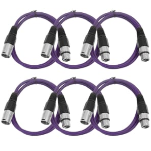 SEISMIC AUDIO (6 PACK) Purple 3' XLR Patch Cables Snake image 2