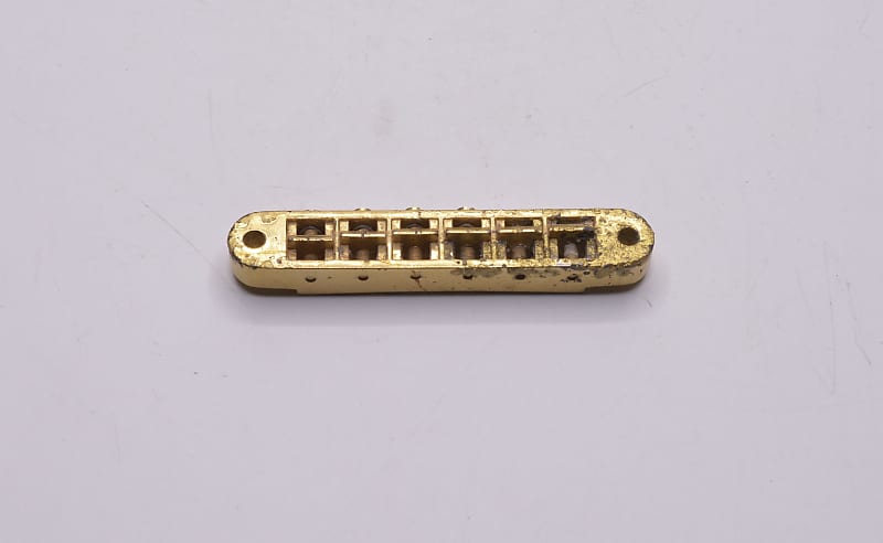 1975-1979 Gibson Nashville Tune-o-matic Bridge GOLD for Les Paul Custom  Standard Studio ES-335 ES-355 ES-175 Original 1980's 1970's 1976 1977 1978  