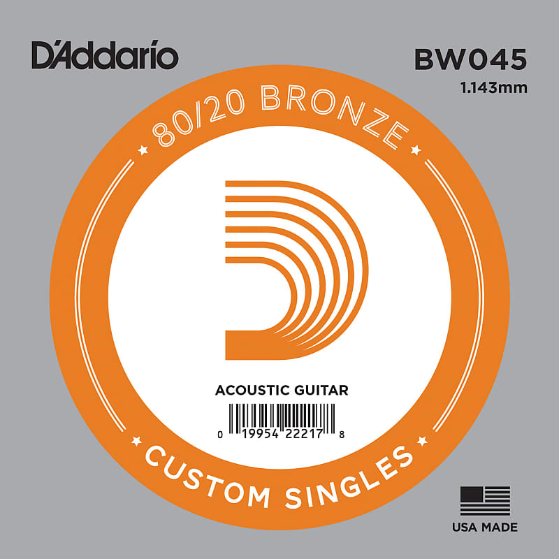 D'Addario BW045 Bronze Wound Acoustic Guitar Single String .045 image 1
