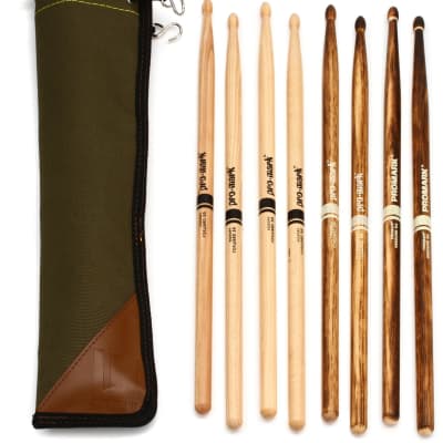 Promark Classic FireGrain Stick Bundle with Bag  Bundle with Evans Hydraulic Black Drumhead - 12 inch image 2