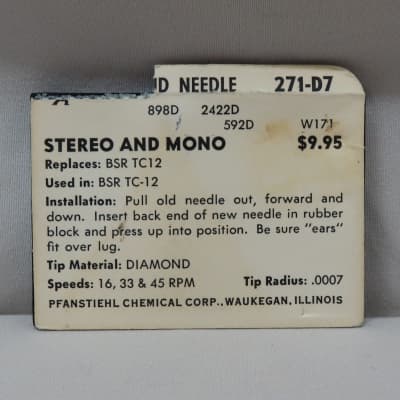 New Pfanstiehl Needle Stylus 271-D7 - For BSR TC-12 image 2