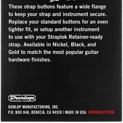 Dunlop Straplok Dual Design Strap Button Set- 2/Set Black image 3