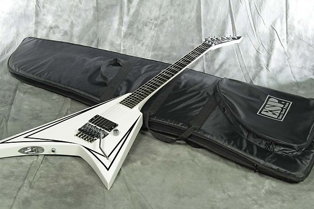 Edwards E-Scythe Alexi Laiho Signature White with Black Pin Stripe