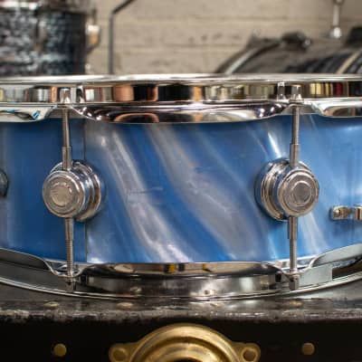 1960s Camco 5x14 Oaklawn Blue Satin Flame Snare Drum image 6