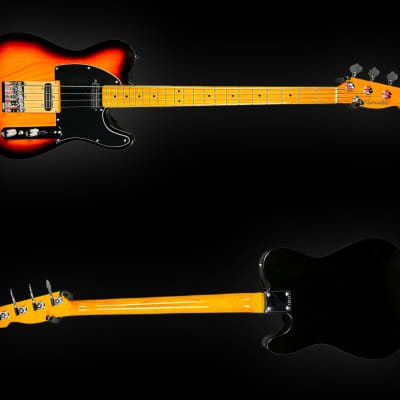 Retrovibe Tele 30” Short Scale Bass Guitar in 3 Tone Sunburst image 2