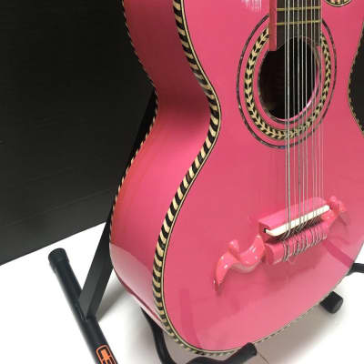 Paracho  JUNIOR SIZE 10-String Bajo Quinto Acoustic Guitar PALO ESCRITO KIDS SIZE 2019 Pink image 4