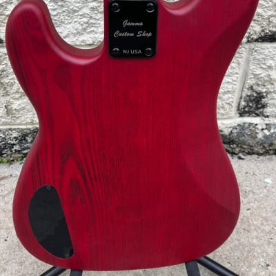 GAMMA Custom Bass Guitar P22-02, Alpha Model, Transparent Valencia Red Ash image 7