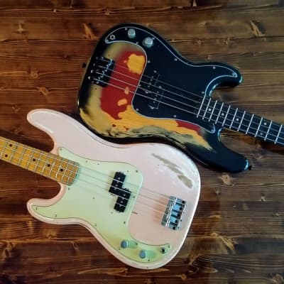 READ!!! 2-4-1 - FENDER - Precision Bass(es) Lefty - 1977 - Burst - Heavy Relic/Shell Pink image 19