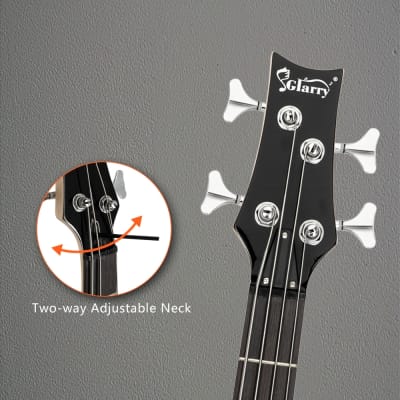 New Glarry GIB 4 String Bass Guitar Full Size Black image 9