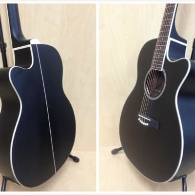 Haze F560CEQMBK 40" OM Shape Acoustic Guitar, Satin Black w/EQ, Cutaway + Free Bag image 6