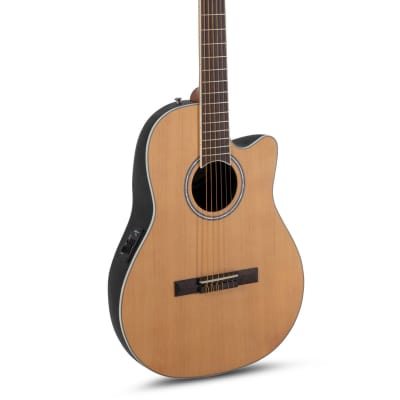 Ovation AB24CC-4S Applause Mid-Depth Nato Neck Nylon 6-String Classic Acoustic-Electric Guitar w/Gig Bag for sale