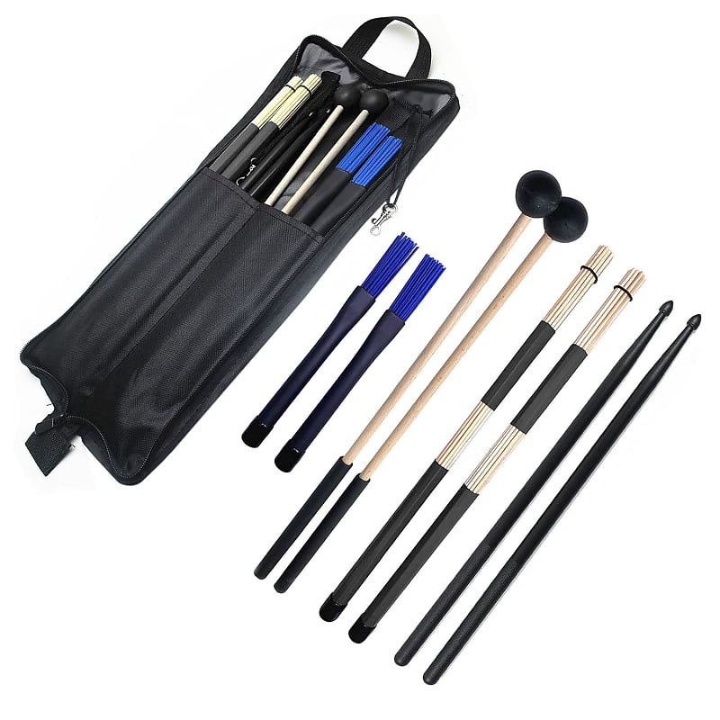 Drum Stick Bag Portable Drumstick Storage Handbag With Drumsticks Drum  Brushes Stick Set 4Pair Percussion Instrument Accessories For Jazz Acoustic