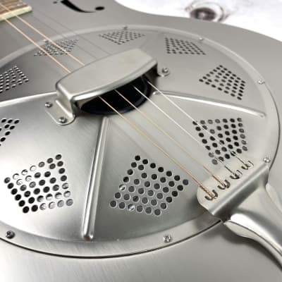 Royall Long Scale Tenor New Rough Brushed Steel Finish Brass Body Single Cone Resonator image 4