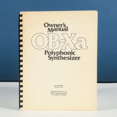 Oberheim OB-Xa Polyphonic Synthesizer original owner's manual Oct. 1981