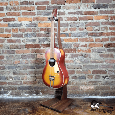 Chord Parlor Acoustic Guitar w/ Goldfoil Pickup & Rubber Bridge (1960s, Cherryburst) image 16