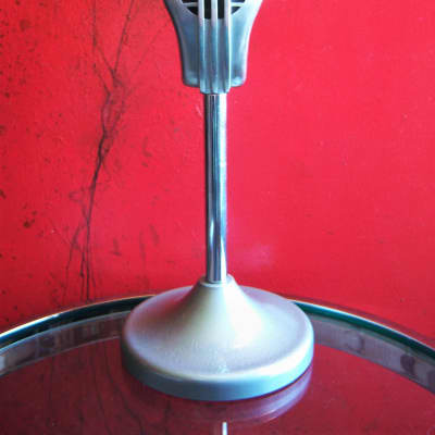 Vintage 1950's Turner 9X crystal microphone Satin Chrome w period Astatic stand display image 1