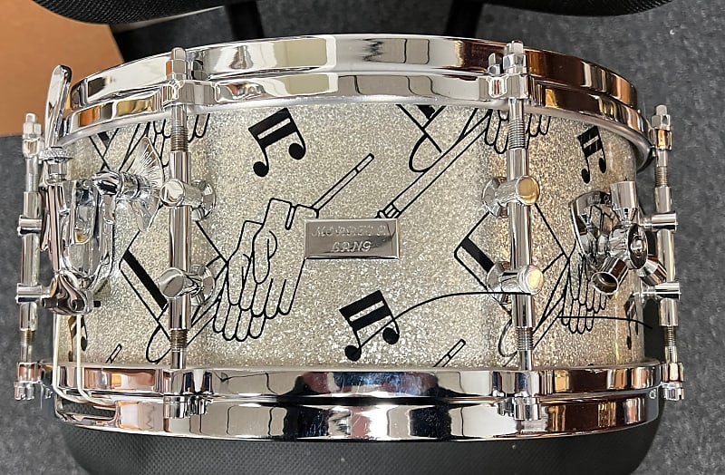 Lang Gladstone 6.5x14 snare drum. 3 way tuning, unique top hat and cane finish image 1