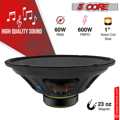 5 Core 10 Inch Subwoofer Audio Raw Replacement PA DJ Speaker Sub Woofer 60W RMS 600W PMPO Subwoofers 4 Ohm 1" Copper Voice Coil   SP 1090 image 3